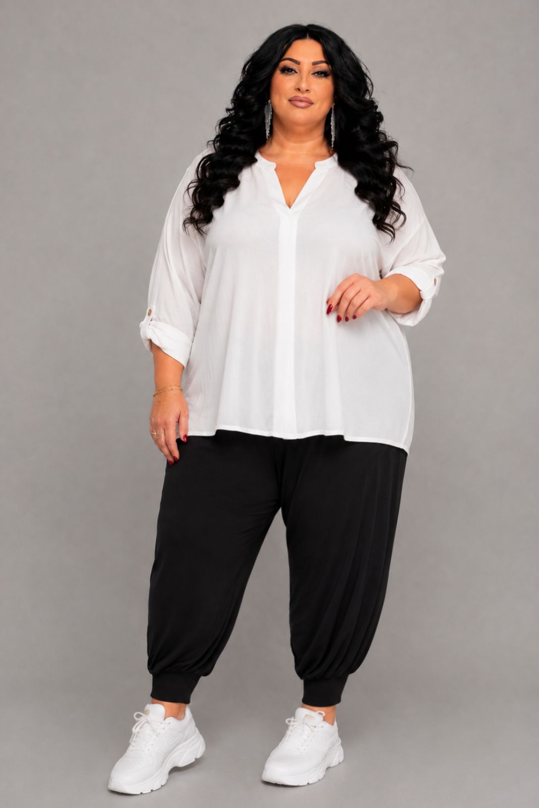 Σαλβάρι σε ελαστική βισκόζη | Μαύρο | Plus Size