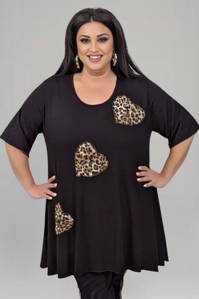 Μπλούζα με λεοπάρ καρδιές - Image 2