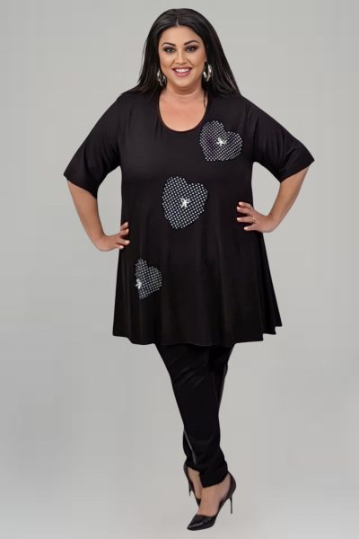 Μπλούζα με πουά καρδιές - Image 2