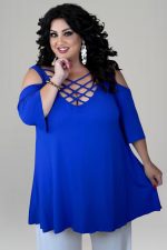 Μπλούζα με χιαστί σχέδιο στο ντεκολτέ