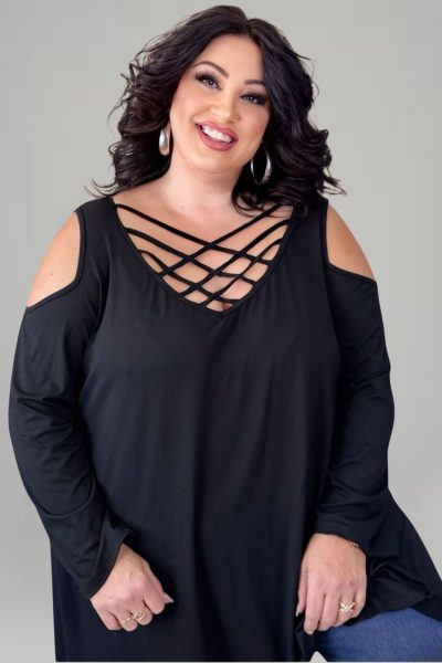 Μπλούζα με χιαστί ντεκολτέ μακρυμάνικη - Image 3