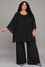Τουνίκ Σε πουά Ζορζέτα Με Εσωτερικό Τοπάκι | Plus size