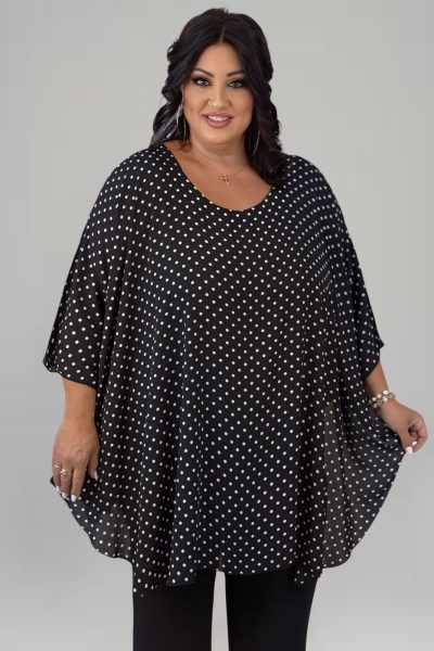 Τουνίκ σε πουά ζορζέτα Plus size - Image 2
