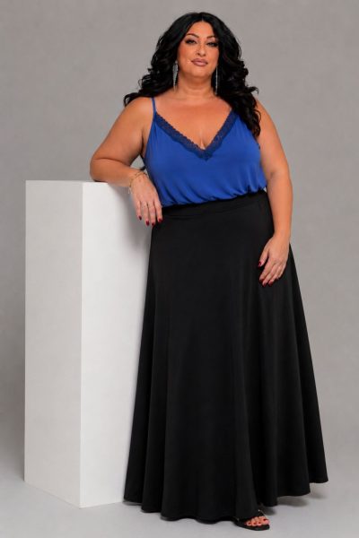 Maxi Plus Size Φούστα σε Α Γραμμή | Μαύρο - Image 2