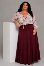 Maxi Plus Size Φούστα σε Α Γραμμή | Μπορντό