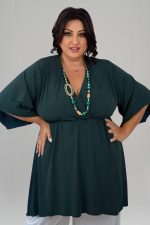 Μπλούζα κρουαζέ μονόχρωμη κυπαρισσί