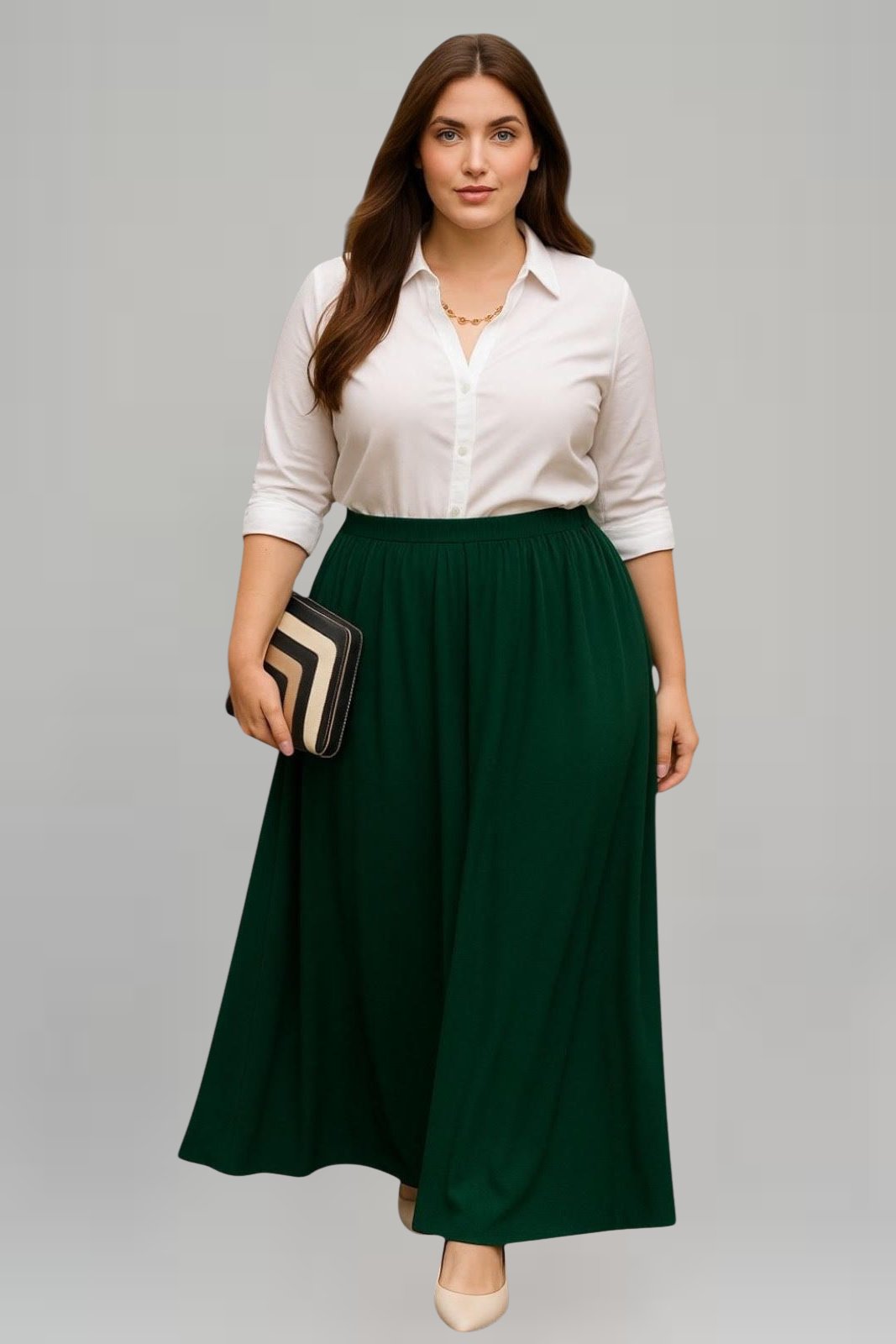 fousta-kiparissi-lady-lola-xxl Φούστα maxi σε κυπαρισσί ελαστική Βισκόζη - Image 1