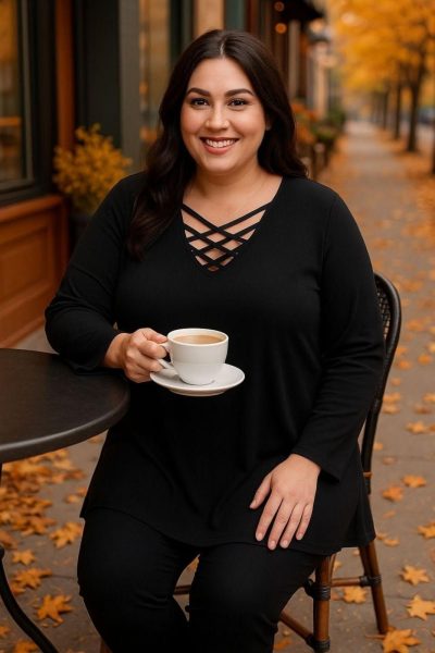 Μπλούζα με χιαστί μακρυμάνικη - Image 2