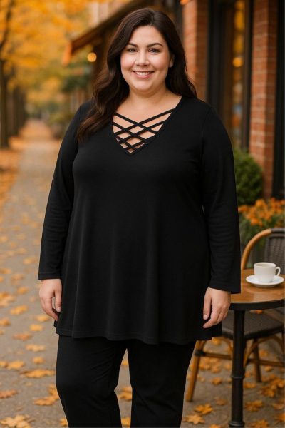 Μπλούζα με χιαστί μακρυμάνικη - Image 3