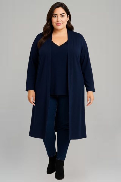 Κιμονό μπλε σκούρο σε super jersey - Image 2