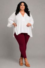 Κολάν Plus Size Ψηλόμεσο - Άψογη Εφαρμογή σε Ελαστική Βισκόζη | Μπορντό