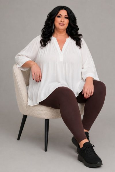 Κολάν Plus Size Ψηλόμεσο - Άψογη Εφαρμογή σε Ελαστική Βισκόζη | Καφέ - Image 3
