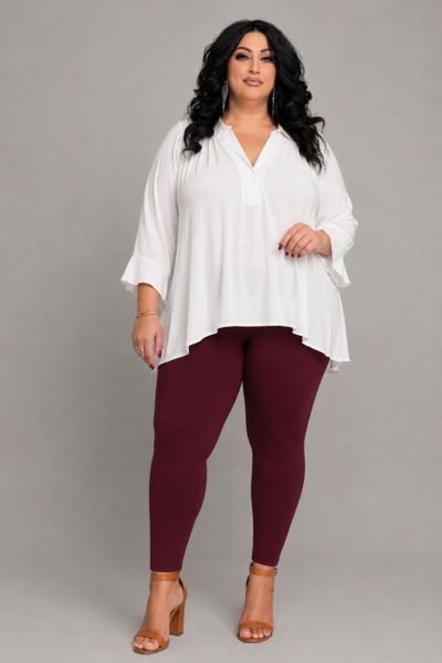 Κολάν Plus Size Ψηλόμεσο - Άψογη Εφαρμογή σε Ελαστική Βισκόζη | Μπορντό - Image 2