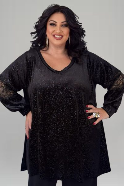 Μπλούζα Lurex με Δαντελένια Μανίκια