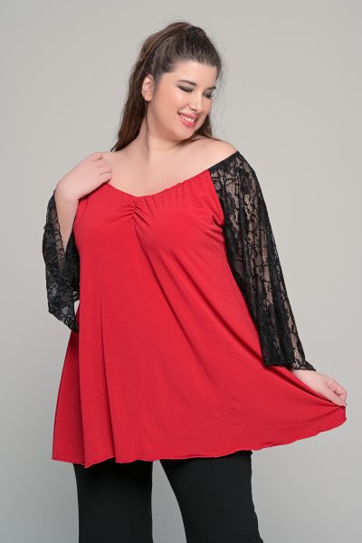 Μπλούζα με δαντέλα στα μανίκια - Image 5