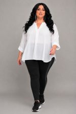 Plus Size Κολάν με Φάσα Δερματίνης στο Πλάι – Ελαστικό με Κολακευτική Εφαρμογή