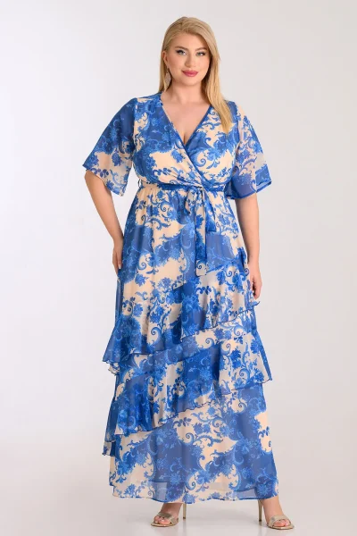 Φόρεμα maxi σε μουσελίνα plus size