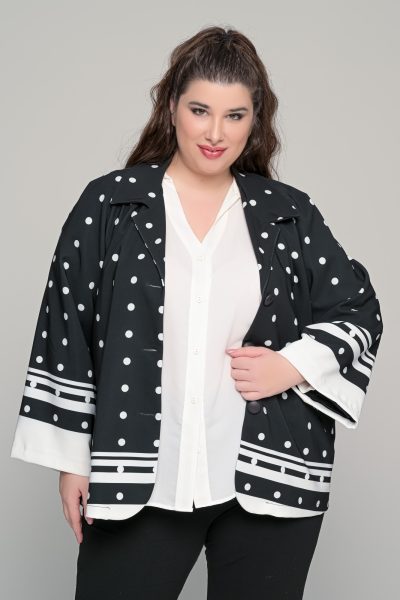 Σακάκι Πανωφόρι ασπρόμαυρο πουά | Plus Size - Image 6