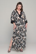 Φόρεμα Floral με τρουακάρ μανίκια σε ελαστικό μαγιόπανο - Plus size