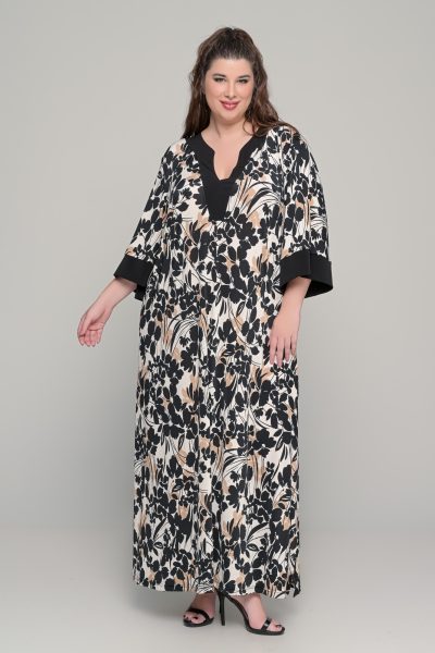 Φόρεμα Floral με τρουακάρ μανίκια σε ελαστικό μαγιόπανο - Plus size - Image 5