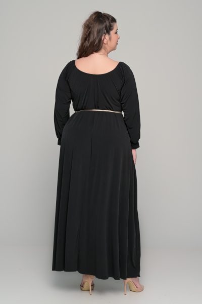 Φόρεμα μονόχρωμο maxi σε ελαστικό super jersey - Μαύρο - Plus Size - Image 4