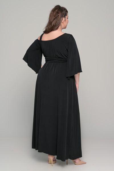 Φόρεμα με αποσπώμενη ζώνη σε ελαστικό super jersey - Μαύρο - Plus size - Image 3