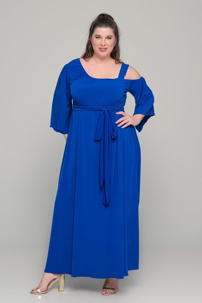 Φόρεμα με αποσπώμενη ζώνη ελαστικό super jersey | Μπλε ηλεκτρίκ | Plus size - Image 4