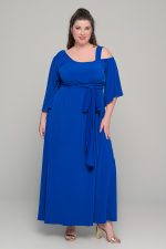 Φόρεμα με αποσπώμενη ζώνη ελαστικό super jersey | Μπλε ηλεκτρίκ | Plus size