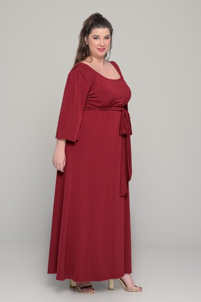 Φόρεμα με αποσπώμενη ζώνη ελαστικό super jersey | Μπορντό | Plus size - Image 6