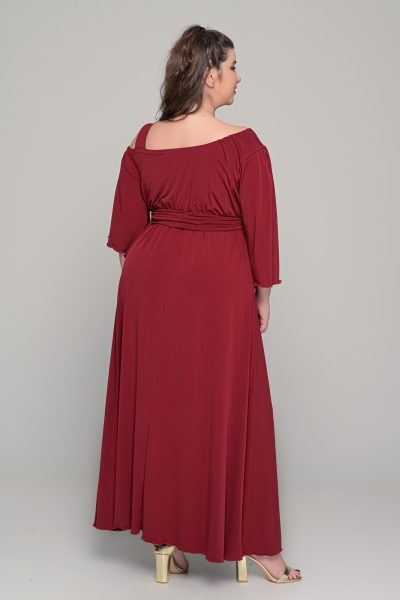 Φόρεμα με αποσπώμενη ζώνη ελαστικό super jersey | Μπορντό | Plus size - Image 2