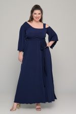 Φόρεμα με αποσπώμενη ζώνη ελαστικό super jersey | Μπλε σκούρο | Plus size