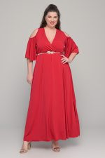 Φόρεμα σε γραμμή αμπίρ σε ελαστικό super jersey - Κόκκινο - Plus size