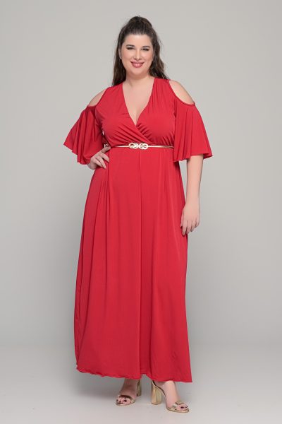 Φόρεμα σε γραμμή αμπίρ σε ελαστικό super jersey - Κόκκινο - Plus size - Image 7