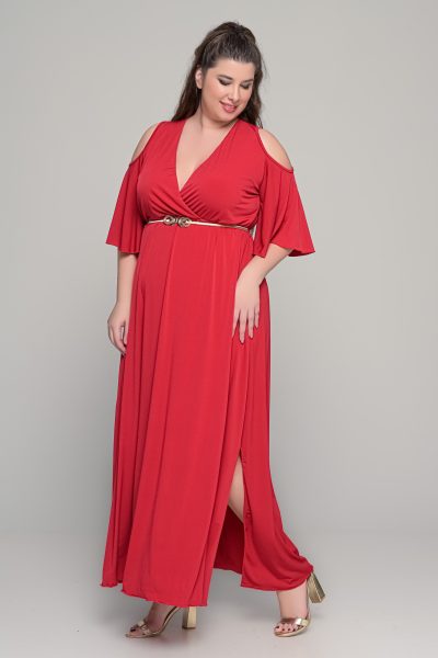 Φόρεμα σε γραμμή αμπίρ σε ελαστικό super jersey - Κόκκινο - Plus size - Image 6