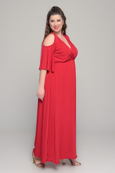 Φόρεμα σε γραμμή αμπίρ σε ελαστικό super jersey - Κόκκινο - Plus size - Image 3