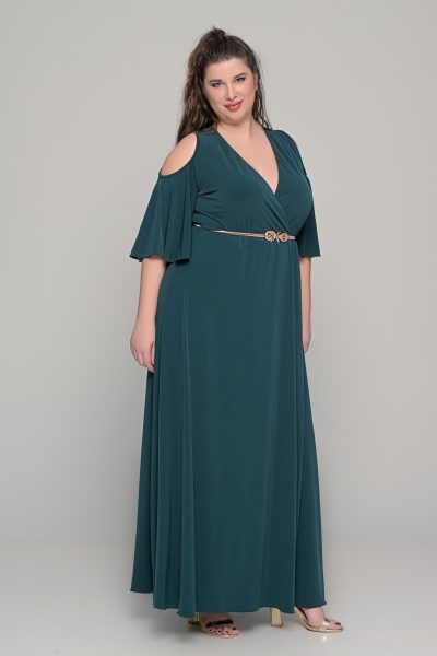 Φόρεμα σε γραμμή αμπίρ σε ελαστικό super jersey - Κυπαρισσί - Plus size - Image 8