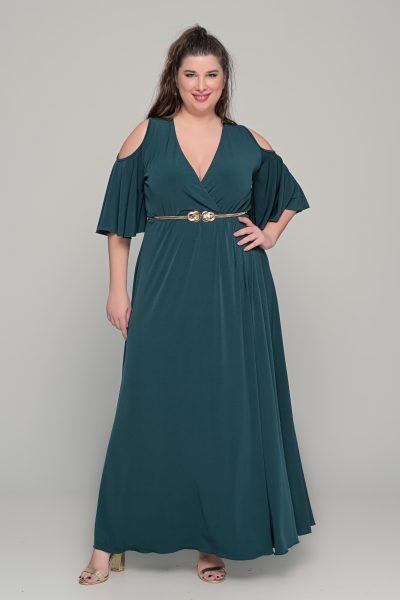 Φόρεμα σε γραμμή αμπίρ σε ελαστικό super jersey - Κυπαρισσί - Plus size - Image 7