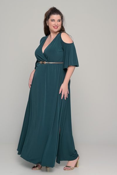 Φόρεμα σε γραμμή αμπίρ σε ελαστικό super jersey - Κυπαρισσί - Plus size - Image 6