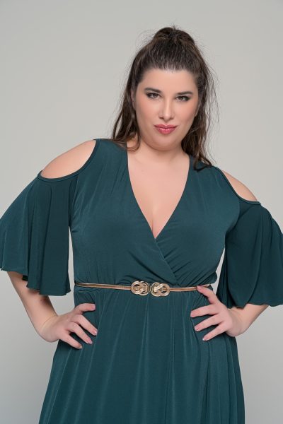 Φόρεμα σε γραμμή αμπίρ σε ελαστικό super jersey - Κυπαρισσί - Plus size - Image 5