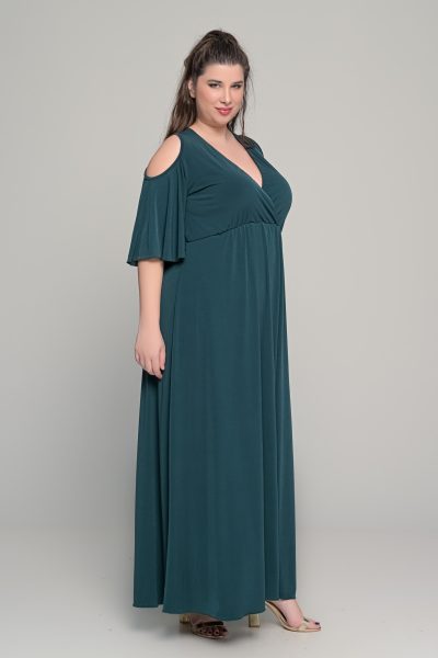 Φόρεμα σε γραμμή αμπίρ σε ελαστικό super jersey - Κυπαρισσί - Plus size - Image 3