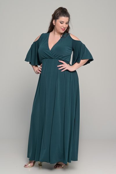 Φόρεμα σε γραμμή αμπίρ σε ελαστικό super jersey - Κυπαρισσί - Plus size