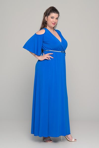 Φόρεμα σε γραμμή αμπίρ σε ελαστικό super jersey | Μπλε ηλεκτρίκ | Plus size - Image 2