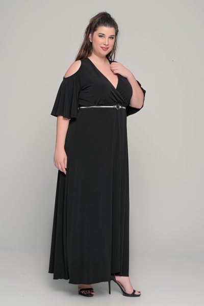 Φόρεμα σε γραμμή αμπίρ σε ελαστικό super jersey - Μαύρο - Plus size - Image 6