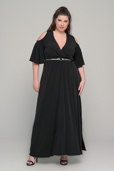 Φόρεμα σε γραμμή αμπίρ σε ελαστικό super jersey - Μαύρο - Plus size - Image 5