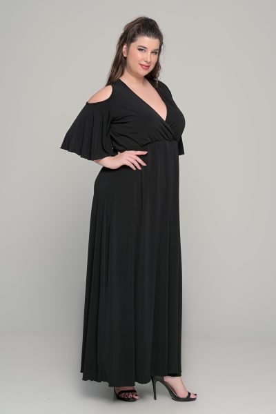 Φόρεμα σε γραμμή αμπίρ σε ελαστικό super jersey - Μαύρο - Plus size - Image 3