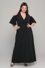 Φόρεμα σε γραμμή αμπίρ σε ελαστικό super jersey - Μαύρο - Plus size