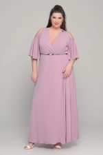 Φόρεμα σε γραμμή αμπίρ σε ελαστικό super jersey | Σομόν | Plus Size