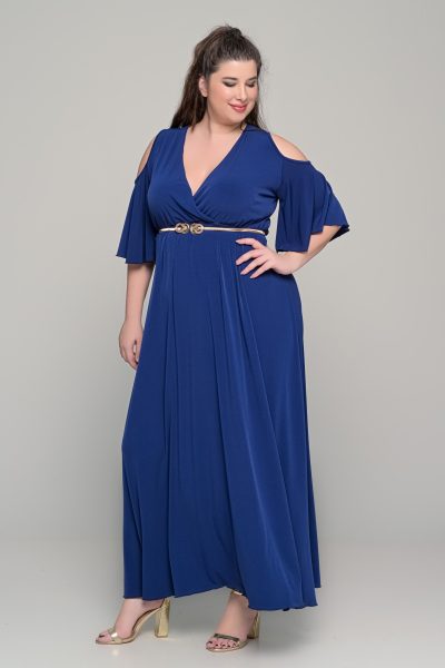 Φόρεμα σε γραμμή αμπίρ σε ελαστικό super jersey - Μπλε σκούρο - Plus size - Image 6