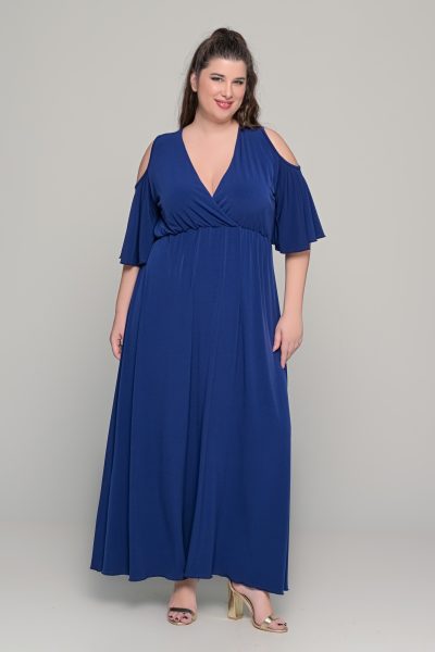 Φόρεμα σε γραμμή αμπίρ σε ελαστικό super jersey - Μπλε σκούρο - Plus size - Image 3