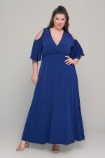 Φόρεμα σε γραμμή αμπίρ σε ελαστικό super jersey - Μπλε σκούρο - Plus size